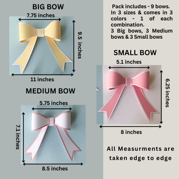 3D Bows Galentines,Valentines Day Decoration Items|Bride To Be Decoration|Pastel Bow Theme 18,1st Birthday Decoration Kit for Girls,Kids,Baby|9 Paper Ribbons for Decoration